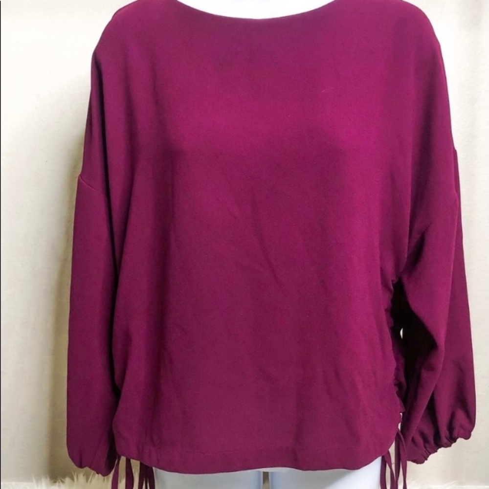 Zara Purple Ruched Tie Blouse